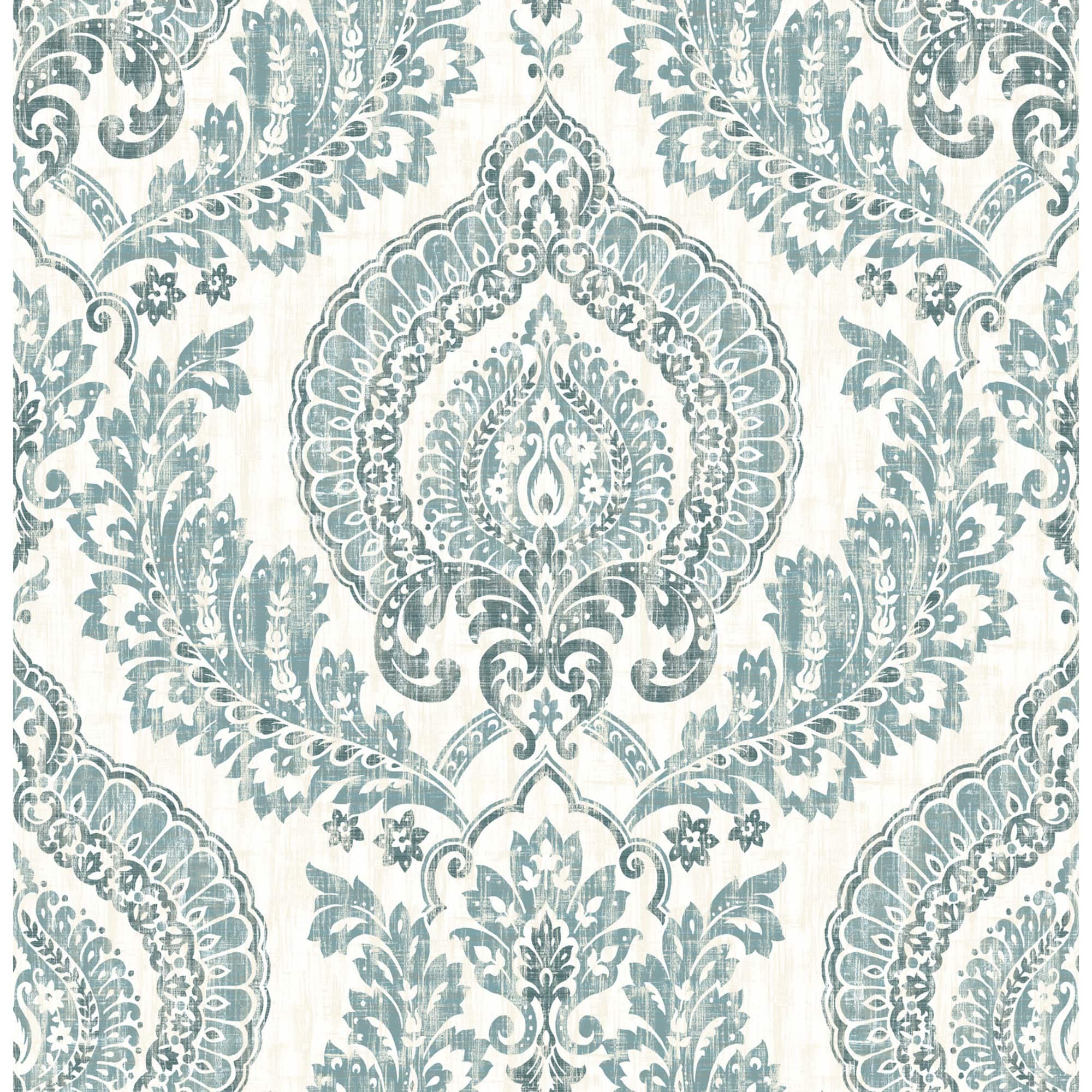 NuWallpaper Kensington Damask Blue Peel & Stick Wallpaper